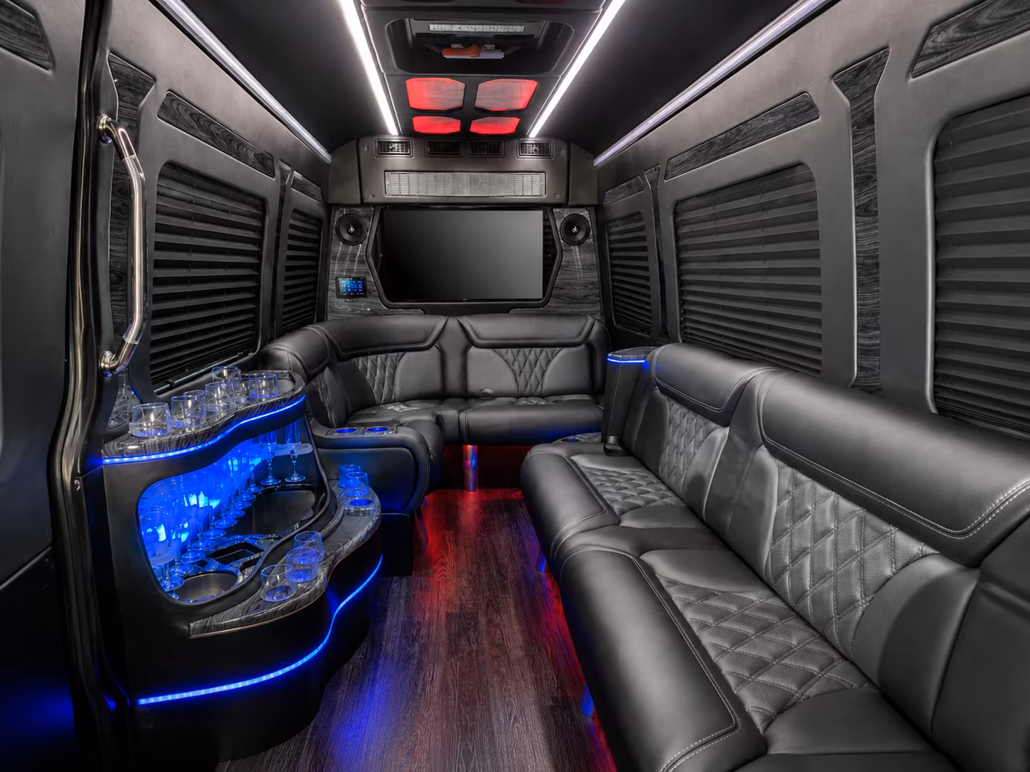 arvada 18 passenger party bus inside