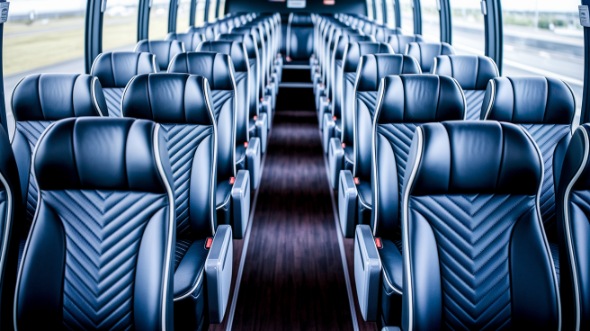 56 passenger charter bus inside longmont